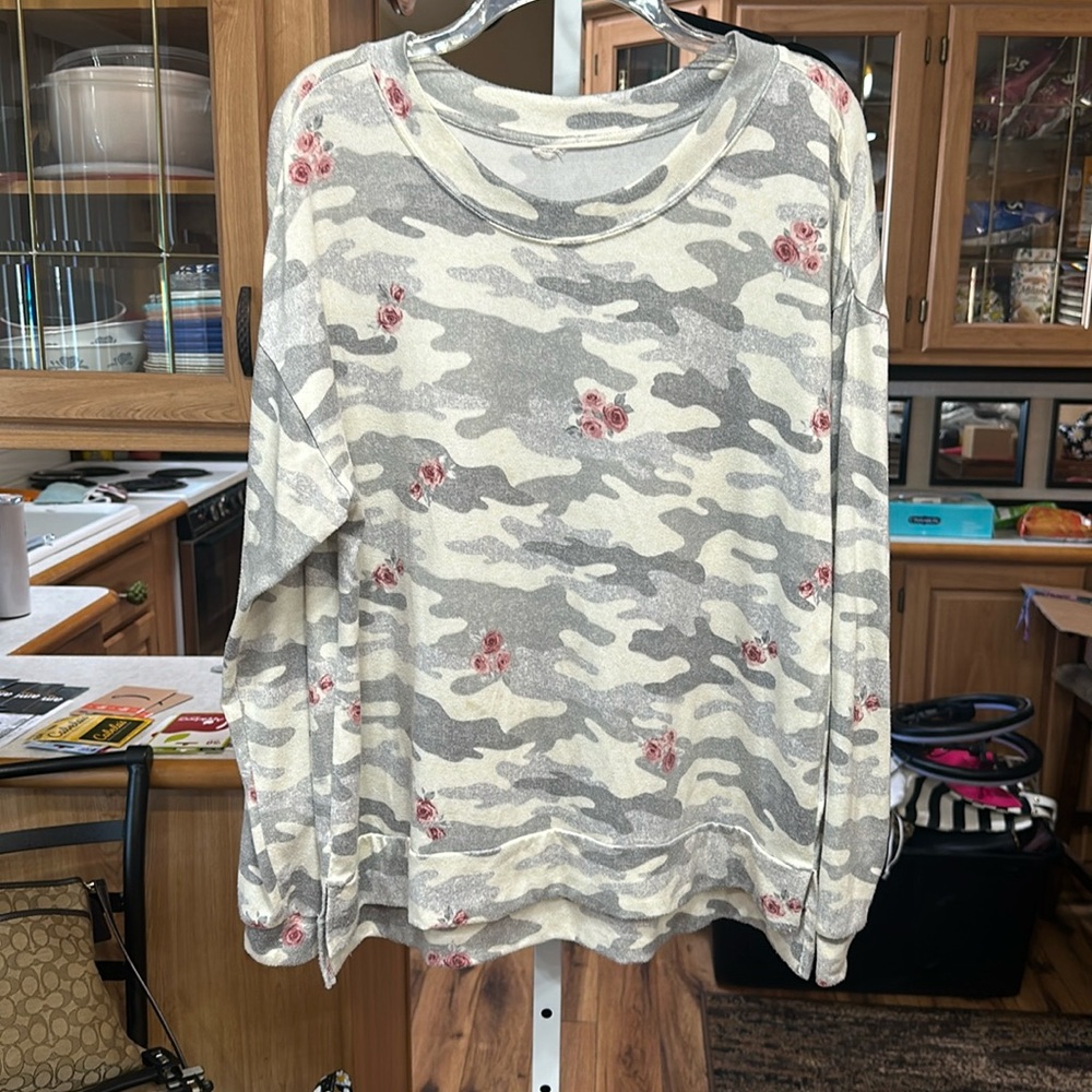 Grey & Off White Top